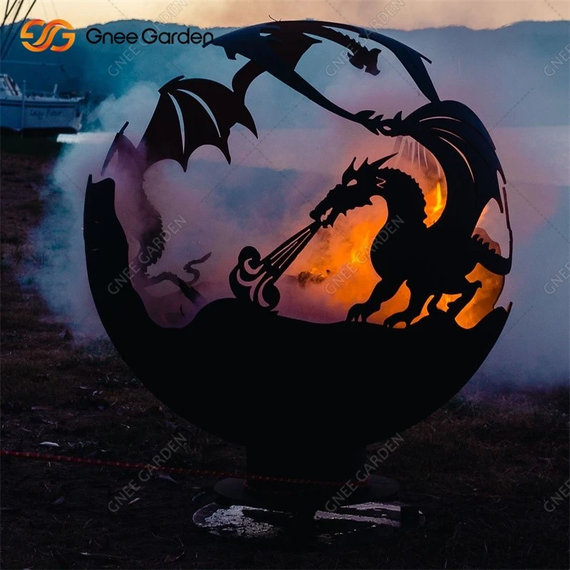 Weathering Steel Dragon Sphere Firepit Weathering Steel Dragon Sphere Firepit