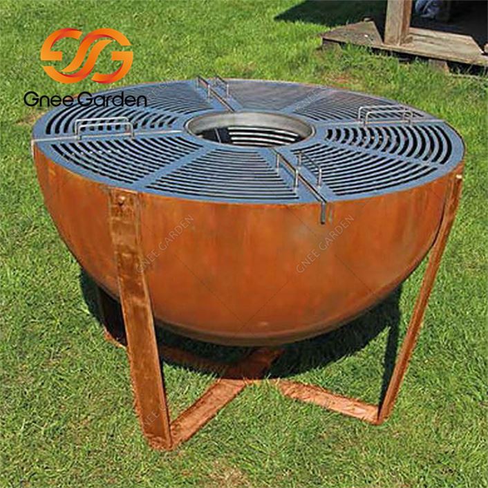 Corten Steel fire bowl and grill