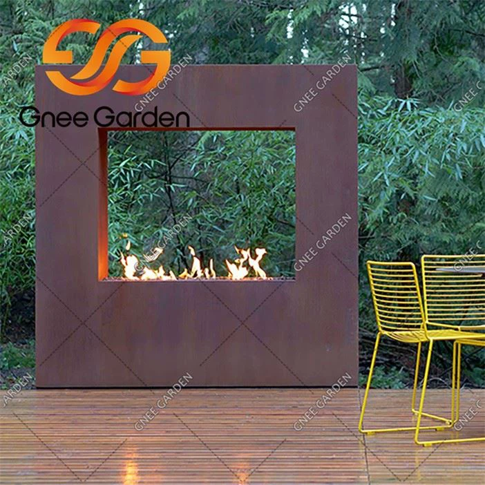 Corten Steel custom outdoor fireplace(3)