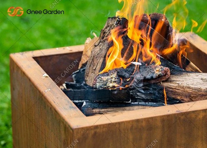 Outdoor Camping Corten Steel Wood Burning Metal Outdoor BBQ Table Fire Pit