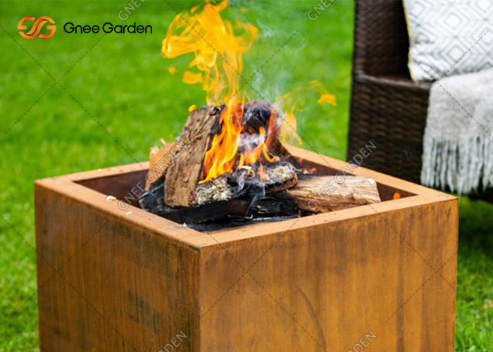 Perkhemahan Luaran Corten Steel Wood Burning Metal Outdoor BBQ Table Fire Pit