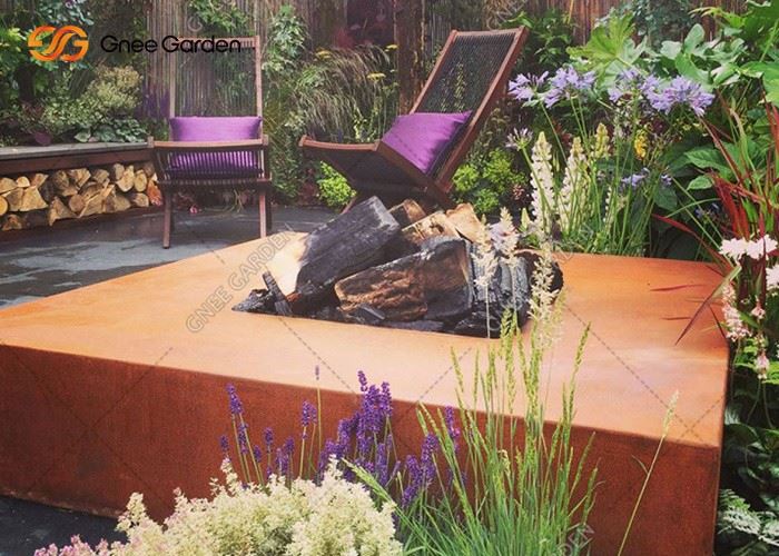 Outdoor Camping Corten Steel Wood Burning Metal Outdoor BBQ Table Fire Pit