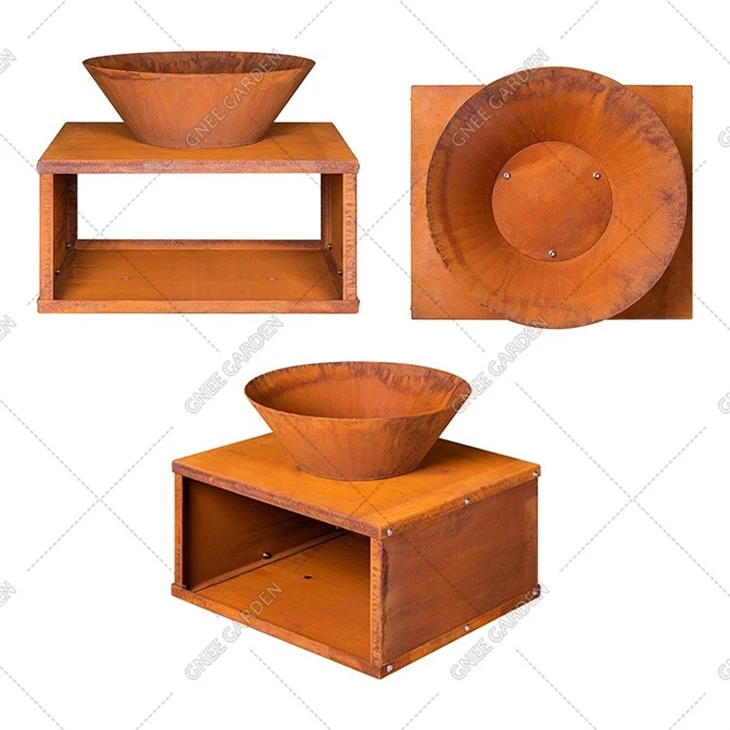 Outside Metal Fire Pit Round Model Propane Corten Steel Fire Pit