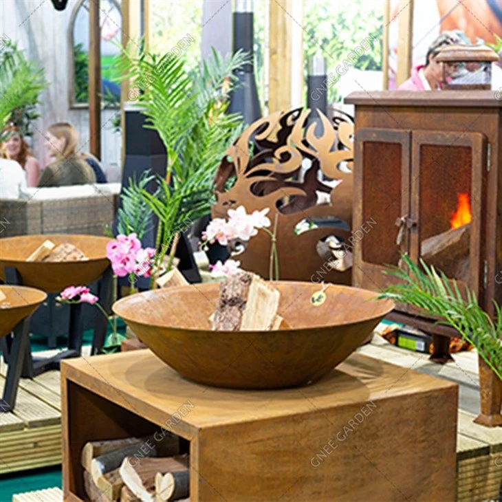 Outside Metal Fire Pit Round Model Propane Corten Steel Fire Pit