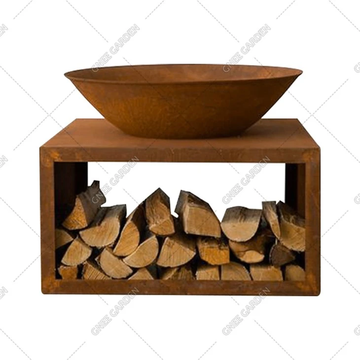 Lubang Api Logam Luar Model Bulat Propana Corten Steel Fire Pit