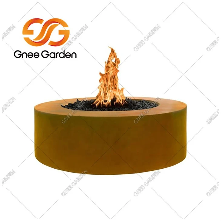 Round Cor-Ten Steel Hidden Propane Tank Firepit