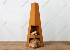 Pemanasan Halaman Corten Steel Metal Firepit Dan Penyimpanan Kayu Api