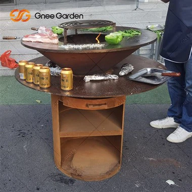 Taman Rumah Perkhemahan Luaran Corten Steel BBQ