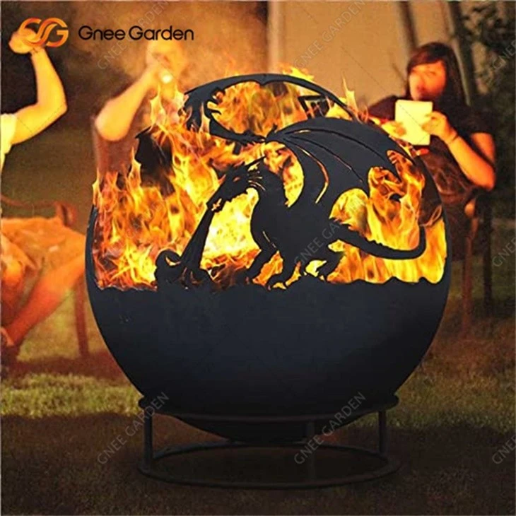 Weathering Steel Dragon Sphere Firepit