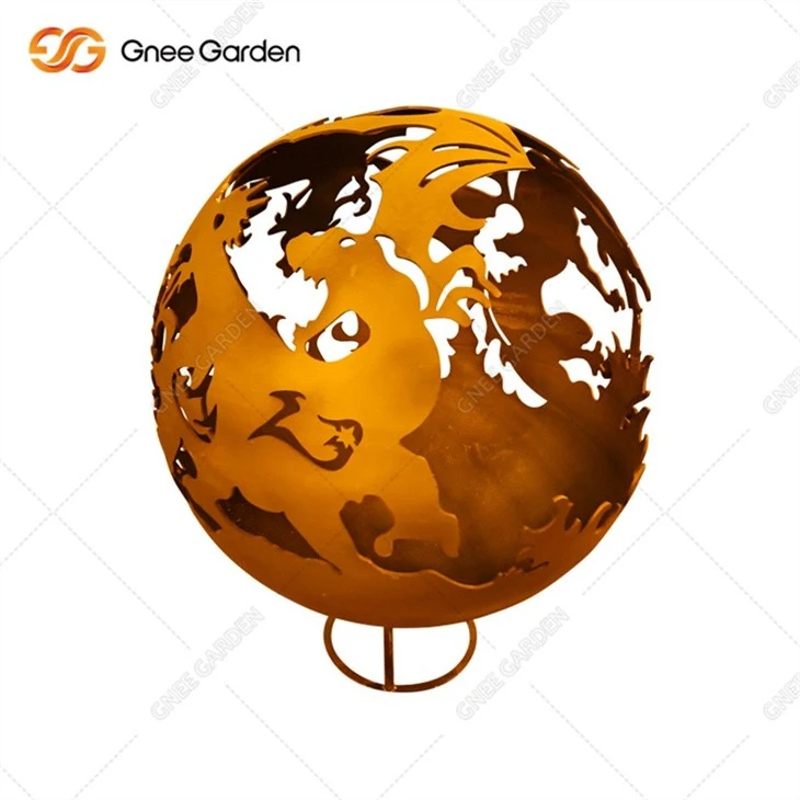 Weathering Steel Dragon Sphere Firepit