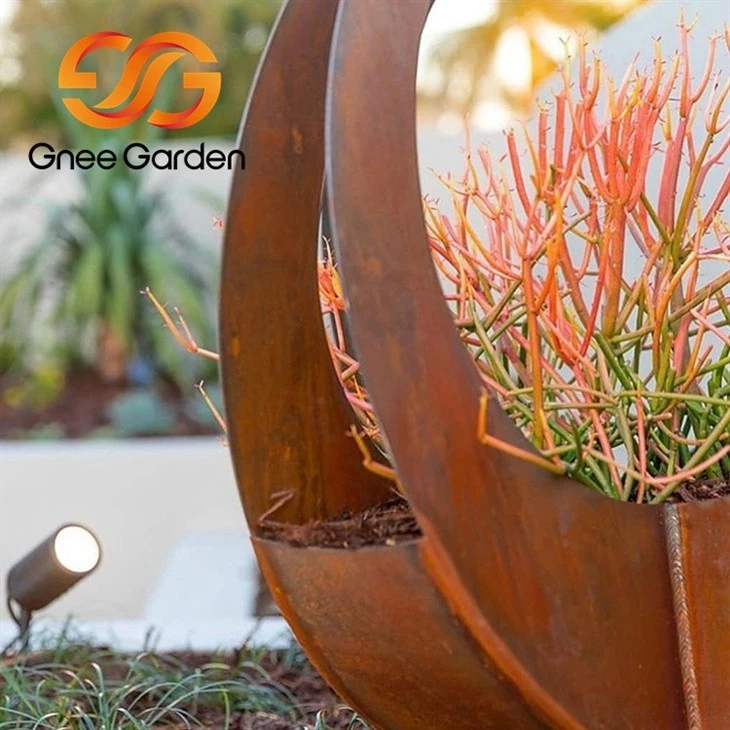 weathered steel planter box