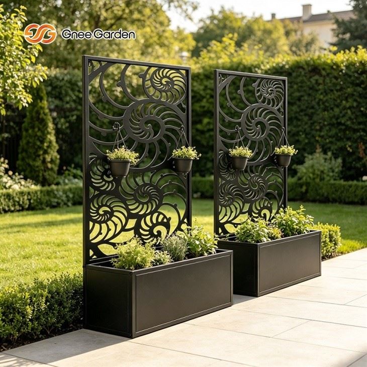 Dual Spiral Pattern Metal Screen Planter